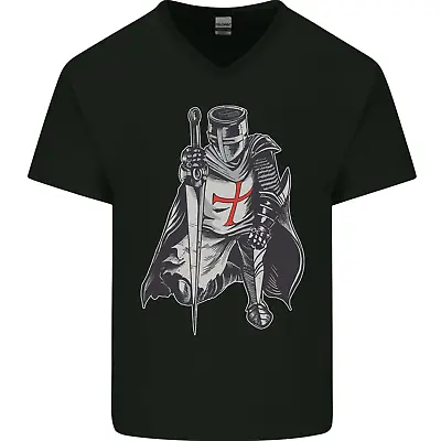 Buy A Nights Templar St Georges Day England Mens V-Neck Cotton T-Shirt • 8.49£