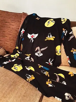 Buy Primark Looney Tunes- Tweety,Daffy,Sylvester,Buggs Bunny Velvet Pyjama Set - S • 9.99£