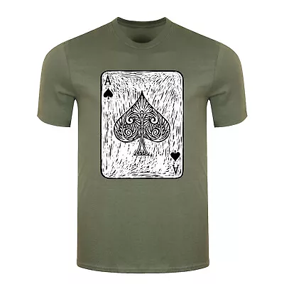 Buy Ace Of Spades Black Card In Engrave Style Men's T Shirt • 14.99£