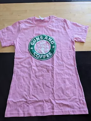 Buy Guns And Coffee Pink Short Sleeve Shirt Sz XS • 8.22£