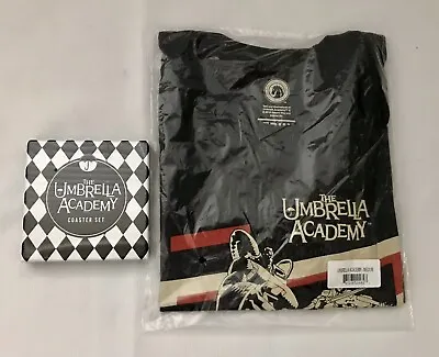 Buy 2019 SDCC Dark Horse The Umbrella Academy Black Medium Shirt And Coaster Set  • 19.29£