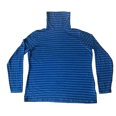 Buy Lands' End Shaped Fit Adult XL 18 Long Sleeve Turtleneck Blue Striped Shirt • 10.32£
