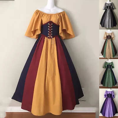 Buy Womens Medieval Victorian Maxi Dress Renaissance Gothic Cosplay Costume Gown • 6.69£