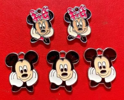 Buy Disney Minnie Mickey Mouse Charms Pendants Enamel Metal Jewellery Making • 2.15£