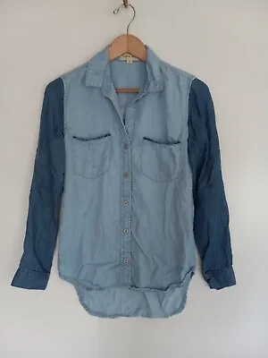 Buy Cloth & Stone Anthropologie Denim Top Shirt Women's Size XS Light Wash Blue Boho • 9.09£