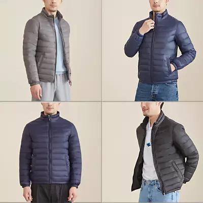 Buy Men Puffer Jacket Down Coat Solid Stand Collar Casual Tops Outerwear Thermal • 57.18£