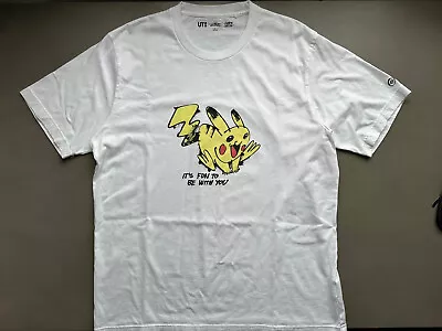 Buy Mens Pokemon X James Jarvis ‘Pikachu Fun With You’ White Graphic T-Shirt - Large • 9.80£