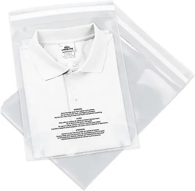 Buy 100PCS 10 X13  Poly Bags With Suffocation Warning Shirt Apparel Clear Poly 1.5ml • 16.05£