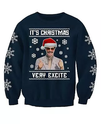 Buy Its Christmas Borat Very Excite Funny Ugly Christmas Jumper Printed Sweatshirt • 24.99£