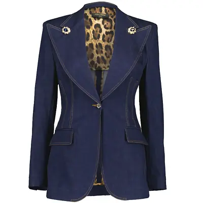 Buy DOLCE & GABBANA Denim Blazer Jacket Tailored Fitted Blue Size 42 - RP £1667.00 • 579£