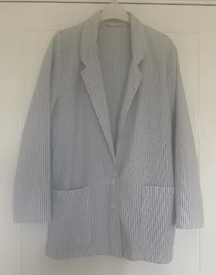 Buy Blue White Striped Ladies Jacket/Blazer 10 House Of Fraser Seersucker Crisp Chic • 1.99£