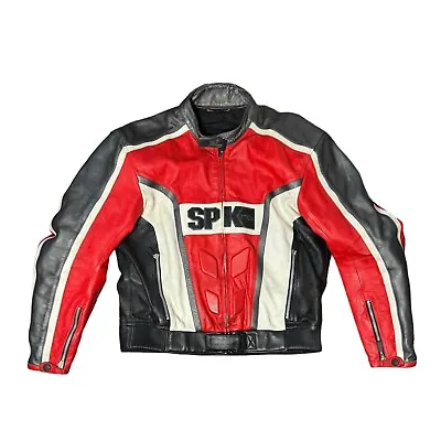 Buy Spyke Motorcycle Jacket Red White Black Faux Leather Men’s Size Large Nylon • 44.99£