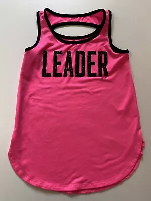 Buy Girls Justice T Shirt Sleeveless Bright Pink With Black Glitter Age 10 • 3£