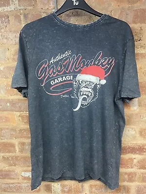 Buy GAS MONKEY GARAGE Mens Biker T-Shirt Black XL Christmas Monkey • 8.95£