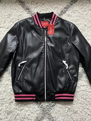 Buy Guess Women’s Black / Pink Bomber Jacket Size M New With Tags Authentic RRP £105 • 74.99£