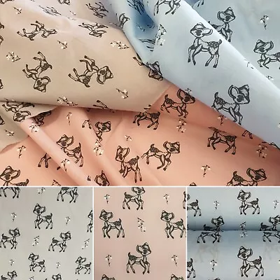 Buy Bambi Deer Print Polycotton Fabric Children Print Dress Craft Sewing 112cm Wide • 40£