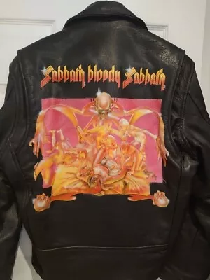 Buy Black Sabbath Leather Biker Jacket Real Leather Sabbath Bloody Sabbath Med/Large • 395£
