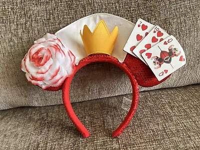 Buy Disney Parks Queen Of Hearts Headband Villain Mickey Ears Alice In Wonderland • 50£