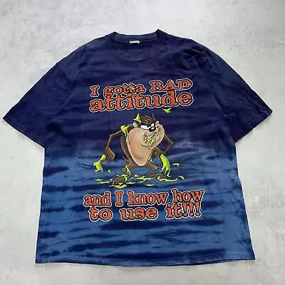 Buy Vintage T Shirt Mens XL Blue Looney Tunes 90s Cartoon Graphic Print Taz • 18£