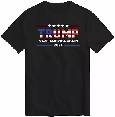 Buy Trump 2024 T-Shirt Save America Again American Flag US Elections Donald T Shirt • 6.40£