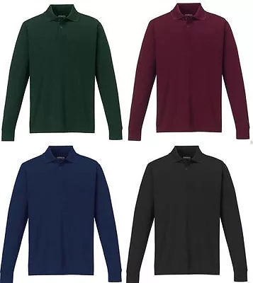 Buy New Mens Plain Long Sleeve Pique Polo Shirt Top Work Wear T-shirt  S-3XL • 9.98£