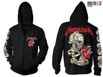 Buy Metallica Heart Explosive Zipped Hoodie Skull Back Print Top Official Licensed • 58£