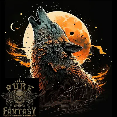 Buy A Howling Wolf In The Moon Light Mens Cotton T-Shirt Tee Top • 10.98£