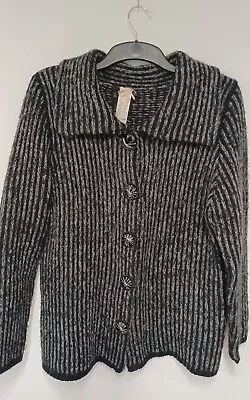 Buy Paco Collection Cardigan Size L/Xl Black White Knit Chic  Office Classic Retro  • 14.99£