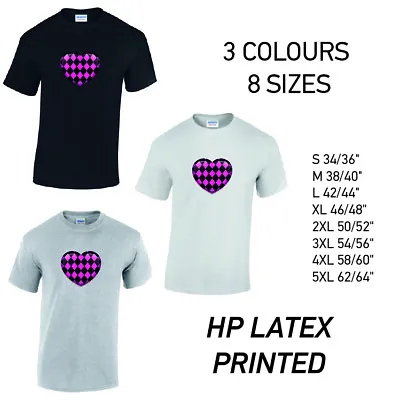 Buy Pink Harley Quinn Heart Mens Cotton T-Shirt 3 Colours 8 Sizes Available Printed  • 22.99£