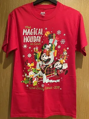 Buy DISNEY WORLD CHRISTMAS RED T SHIRT 2018 Size SMALL NEW NO TAGS • 15£