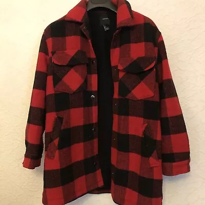 Buy FOREVER 21 Shacket Jacket Lined Red Black Check Lumberjack SMALL • 14.88£