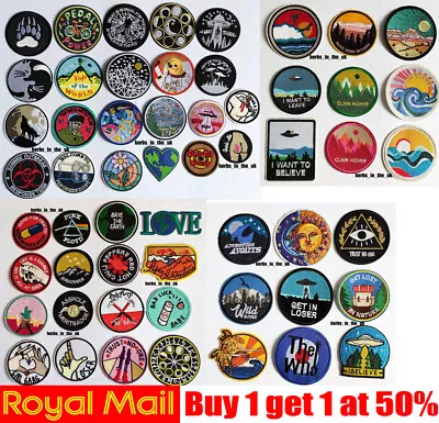 Buy Popular Round Sew Iron On Patch Badge Transfer Fabric Jeans Applique Crafts • 2.99£