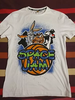 Buy Space Jam T Shirt White Top Buggs Bunny Cartoon Print Size M Unisex • 4.99£
