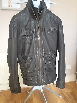 Buy Superdry Tarpit Motorcycle Military Bomber Leather Jacket • 25£