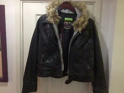 Buy River Island Leather Jacket Ladies Removable Hood • 43£