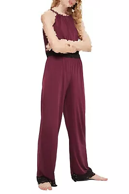 Buy New Ladies Comfy PJ Pyjamas Lounge Wear Sexy Palazzo Bottom Pants Trousers Lace • 6.99£
