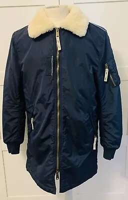 Buy Alpha Industrie Longline Dark Navy Blue Coat Jacket Size L VGC • 74.99£
