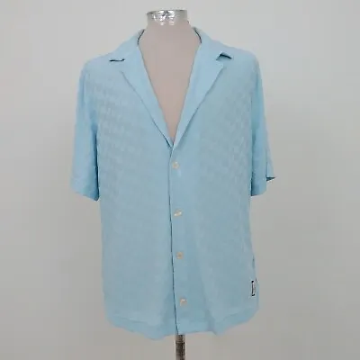 Buy Men's Prevu Dune Shirt Blue Short Sleeve Button-up Geometric-Pattern New* F1 • 19.99£