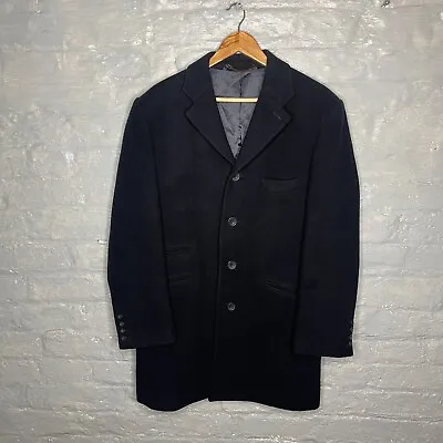 Buy Bruce & Borough 'Bear' Men's Wool Cashmere Black Button Pea Coat - Size 40 • 44.95£