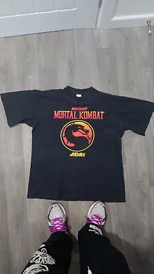 Buy Vintage Mortal Kombat Black Mens T Shirt 1993 XL • 98.99£