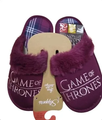 Buy Game Of Thrones Burgundy Slip On Slipper Mules Ladies Women Xmas Gift Primark • 11.99£