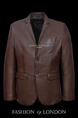 Buy MILANO Men's Italian Leather Blazer Brown Slim Fit Napa Leather Jacket Coat • 95.97£