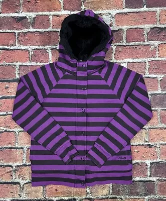 Buy Etnies Hoodie Purple Black Striped Fleece Lined Sweatshirt Y2K Cyber Grunge • 28.94£