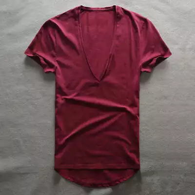 Buy Zecmos Deep V Neck T-Shirt Men Plain V-Neck T Shirts For Men 2017 Fashion Compre • 8.49£