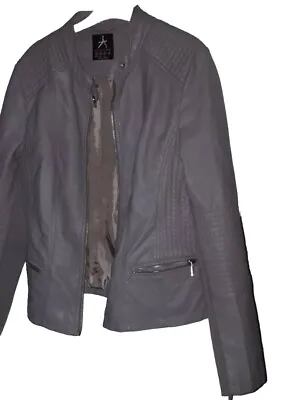 Buy New Grey Vegan Faux Leather Biker Jacket Uk 12/10 • 22.99£