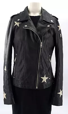 Buy Womens Mauritius Cathleen 2RF Stars Leather Motorcycle Jacket Regular Fit Size 6 • 11.84£