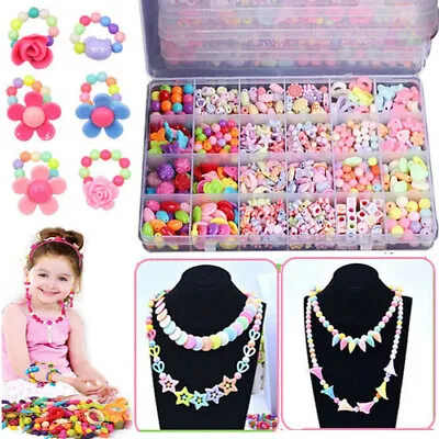 Buy 580Pcs Jewellery Making Beads Set - Make Your Own Bracelet Necklace Girl DIY Toy • 4.99£
