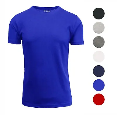 Buy 8X Pack Men's Solid T-Shirt Washed Combed Cotton Tagless Crew Neck Short Sleeve • 32.20£