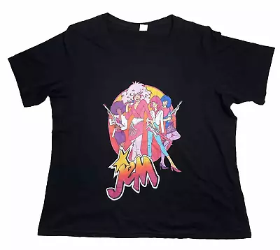 Buy Jem And The Holograms Cool Black Graphic Print T-Shirt Women’s Size 2XL Retro • 16.09£