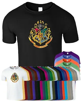 Buy Harry Potter Mens T Shirt Hogwarts Crest Wizardry Hipster School Present Tee • 11.99£